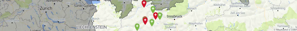 Kartenansicht für Apotheken-Notdienste in der Nähe von Wängle (Reutte, Tirol)